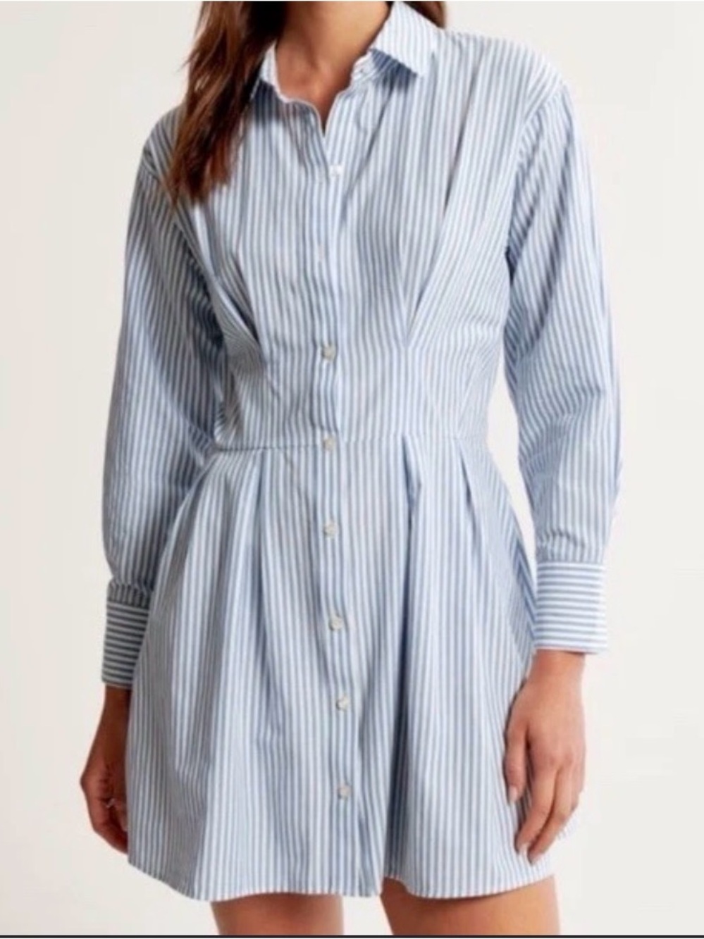 Abercrombie & Fitch Light Blue & White Striped Shirt Dress